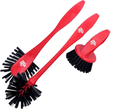 Dirt Devil Afwasborstel Set - 3 Delig - Borstel Set - Vaatwasborstel Set - Rood/Zwart
