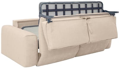 Vente-unique Vierzitsslaapbank met snelle uitklapmechanisme in beige stof - Slaapoppervlak 160 cm Matras 13 cm POGLO