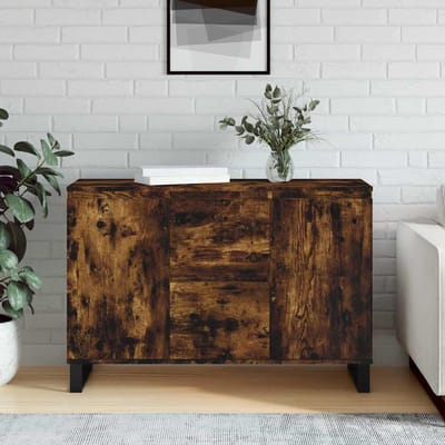 vidaXL - Dressoir - 101,5x35x70 - cm - bewerkt - hout - gerookt - eikenkleurig