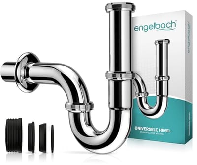 Sifon voor wastafel – Afvoerbuis 1 1/4" met rubberen manchet – Universele sifon voor badkamer
