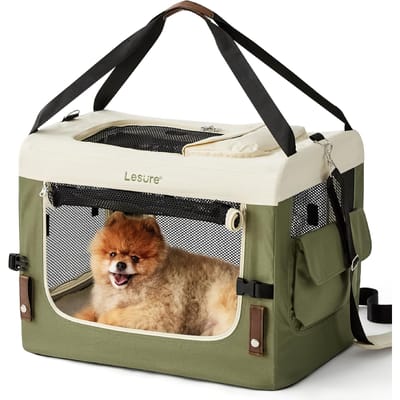 Opvouwbare Reismand voor Honden, Draagbare Zachte Pet Crate voor Buiten & Binnen, Opvouwbare Stof Hondenbench met Handvat 24 L 17 W 17 H