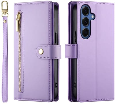Luxe Portemonnee - Etui Hoes Tas geschikt voor Samsung Galaxy S26 - Met Schouder - Draagkoord - Lila - Paars