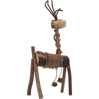 Ornement Cerf Fait Main Bois Couple Ornements Artisanat Décorations de Bureau Fenêtre Cadeaux de Fêtes black