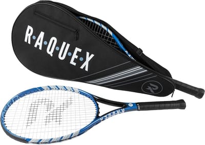 Raquex tas voor tennisrackets, blauw of zwart, beschermtas voor tennisrackets, tas voor 2 squash- of badmintonrackets en accessoires met schouderriem