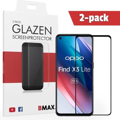 2-pack BMAX geschikt voor OPPO Find X3 Lite screenprotector van gehard glas - Beschermglas - Tempered Glass - Glasplaatje - Screenprotector - Full Cover
