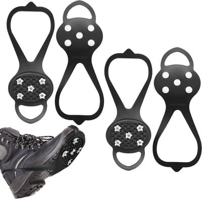Non-slip klimijzers voor bergschoenen, met 5 tanden voor optimale grip tijdens het wandelen en ijsklimmen
