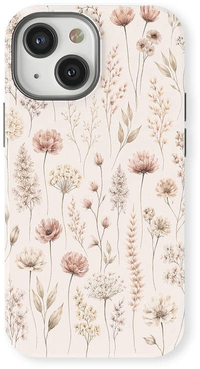 Bloemen Design Hoesje geschikt voor iPhone 13 Mini | Flower Print Tough Case met Mag | Shockproof | Bloemen Motief Backcover geschikt voor iPhone 13 Mini Beige Bloom