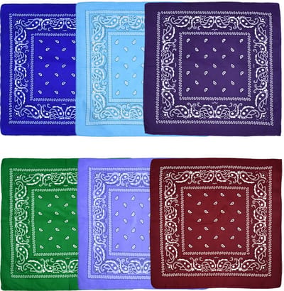 6-delige Bandana Set – voor Mannen & Vrouwen, Hoofddoekjes voor Haar, Zakdoeken 54x54 cm