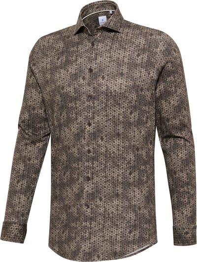 Blue Industry Overhemd Bloemen Donkerbruin - Maat 42 - Heren - Overhemden Casual