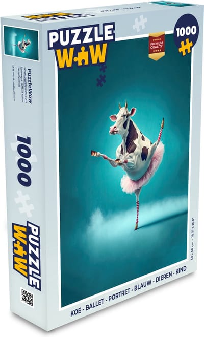 Puzzel Koe - Ballet - Portret - Blauw - Dieren - Kind - Legpuzzel - Puzzel 1000 stukjes volwassenen