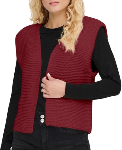 Only Gilet Onlloui Vest Ex Knt 15307880 Cabernet Dames Maat - XS