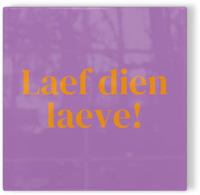 Tegeltje Limburg Laef dien Laeve! - paars oranje - tegeltje stad - tegeltje met tekst