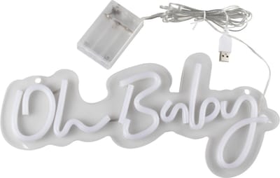 Ginger Ray - Wit neon LED licht Oh Baby 34 cm