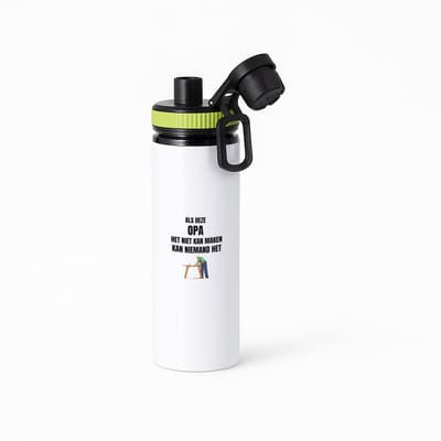 Hacebo® - als deze opa het niet kan maken dan kan niemand het waterfles met draaidop groen - Opa - cadeau opa - cadeau - verjaardag opa - water fles - 850ML