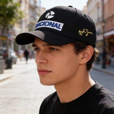Nieuwe Ayrton Senna Racer Mode Borduurpet Buiten Zonbescherming Team Pet black