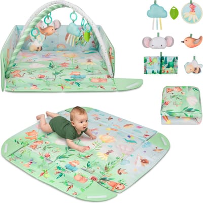 Lionelo Inga Multicolor – Multifunctionele Speelmat met Bogen – Speelkleed & Speelhek – 7 Sensorische Speeltjes – Baby Ontwikkeling & Motoriek