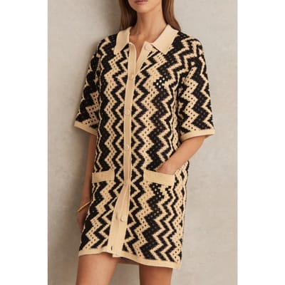 Reiss Knitted Crochet Dress Black/cream Size: S | Shirt Dresses Outlet | Dames | Zwart