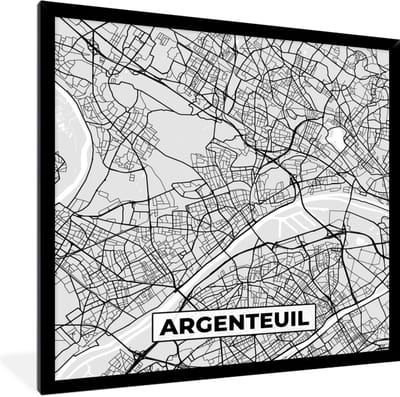 Fotolijst incl. Poster - Frankrijk - Plattegrond - Kaart - Tarbes - Stadskaart - 40x40 cm - Posterlijst