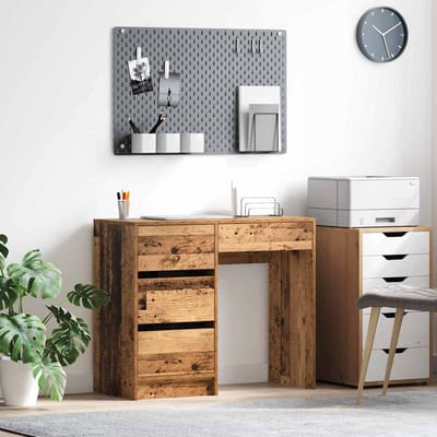 vidaXL - Bureau - Oud - Hout - Bewerkt - hout - 90 - x - 37.5 - x - 75 - cm