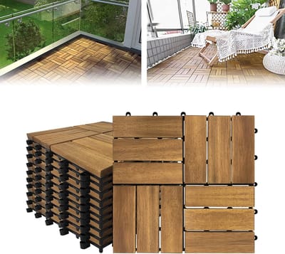 Houten Terrastegels - Vloerbedekking Balkon - Tuin Opknappen - Kliksysteem Drainage - 3 m² 33 Stuks - Model B