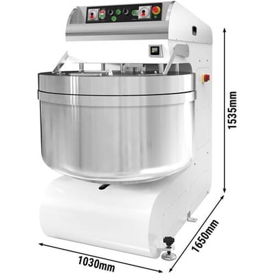 GGM Gastro Bäckerei-Spiralteigknetmaschine - 368 Liter / 250 kg - 2 Geschwindigkeiten - mit festem Kessel - 2 Motoren Wit / Zilver