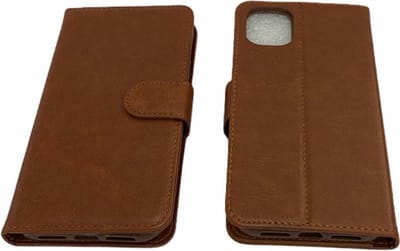 iPhone 13 Mini Bruine Portemonnee Wallet Case – TPU hoesje met pasjes Flip Cover - Boek beschermend Telefoonhoesje - 2x Gratis Screen Protector