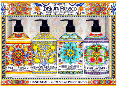 Deruta Fresco Handzeep Collectie - Home and Body Company - 4 x 636ml - Fresh Lavender, Blue Jasmine, Lemon Verbena & Sweet Orange