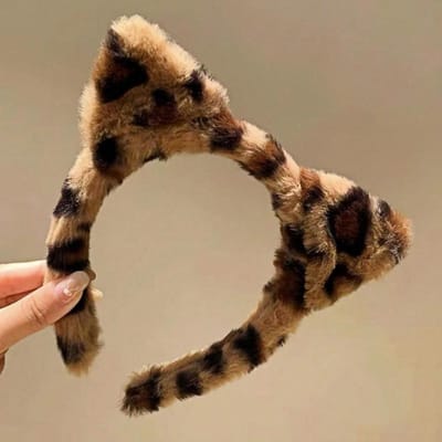 1 Stuks Gezichtsreiniger Hoofdband Vrouwelijk Schattige Cartoon Hoofddeksel Gezichtsreiniger Haarband Antislip Pluche Hoofdband bruin