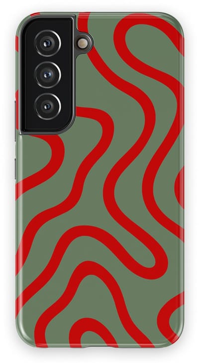 DripCase Curvy Lines Hoesje Samsung Galaxy S22 | Backcover met Mag | Design Tough Case Samsung Galaxy S22 Crimson Terrain