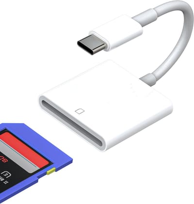 SD Kaartlezer USB C voor iPhone 15 Pro Max, iPad en MacBook Air - Compacte Geheugenkaart Lezer met Thunderbolt Connector en Samsung Adapter