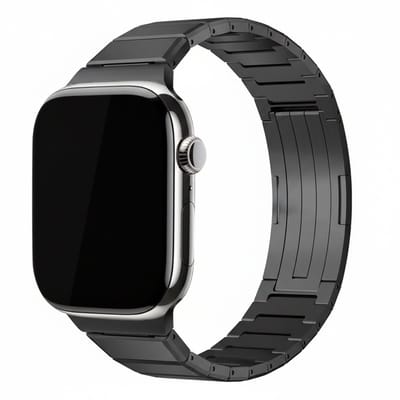 Titanium bandje - geschikt voor Apple Watch 1/2/3/4/5/6/7/8/9/10/11/ SE (1,2,3) met maat 38 mm / 40 mm / 41 mm en 42 mm (Watch 10/11) - luxe schakelband - zwart