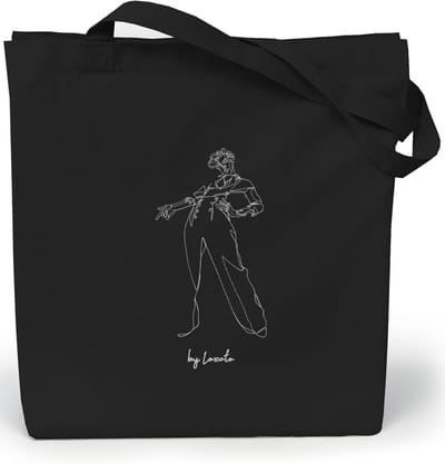Jute tas zwart bedrukt - 100% katoen - boodschappentas - shopper dames - 35 x 42 x 8 cm
