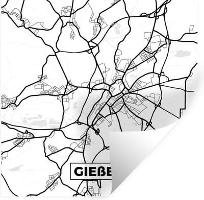 Muurstickers - Sticker Folie - Gießen - Plattegrond - Kaart - Stadskaart - 100x100 cm - Plakfolie - Muurstickers Kinderkamer - Zelfklevend Behang XXL - Zelfklevend behangpapier - Stickerfolie