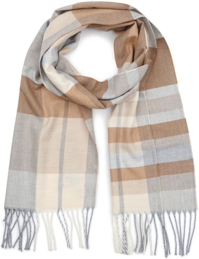 Suitable Sjaal Softfeel Ruiten Beige - Maat - Heren - Dames en Heren - 175 x 25 cm - mannen - Ruit
