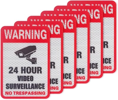 Bewaking Stickers - Veiligheidsborden - Huizen Beveiligen - UV Beschermd Waterdicht - 15 x 10 cm - Zwart Wit
