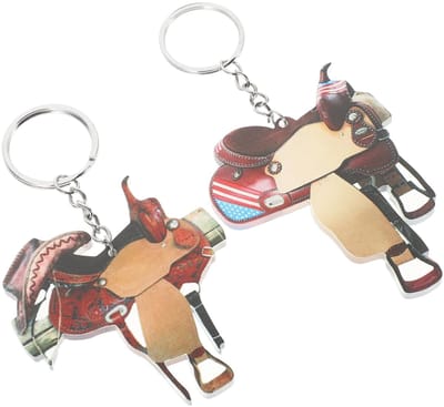 Dailygoods- Sleutelhanger 2 stuks - Paardenhanger/Zadeldesign - Acryl - Sleutelring - Rugzakhanger - Kleine Decoratie - 12x6,2 cm