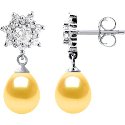 Oorbellen Dangle zoetwater parels sieraden Golden Pears 7-8 mm 925