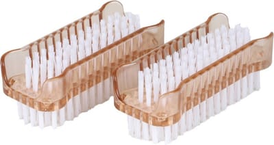 Urban Living Nagelborstels set van 2x stuks - kunststof - beige - 11 cm - schoonmaakborstels - verzorging