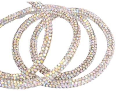 BamBella ® Dikke Strass ketting AB - Touw - lint 90 cm koord steentjes naaien knutselen versieren glitter zilverkleurig
