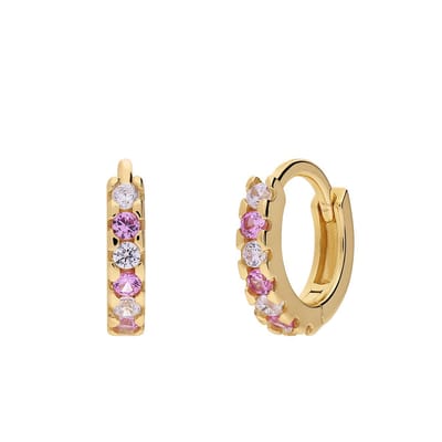 Lucardi Kinder Zilveren goldplated kinderoorringen zirkonia - Oorbellen - 925 Zilver - Goudkleurig