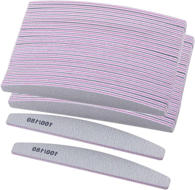 Professionele Nagelvijlen Set van 50 Stuks, 100/180 Korrel, Herbruikbare Dubbelzijdige Vijlen voor Manicure en Acrylnagels