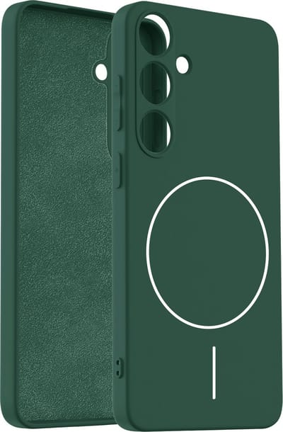 Coverzs Magnetisch siliconen geschikt voor Samsung Galaxy S24 - siliconen hoesje met magneet (donkergroen)