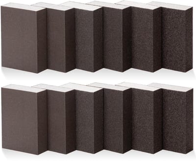 Schuurspons, handschuurblok, korrel 60, 80, 100, 120, 180, 220, schuurspons, wasbaar, 12 stuks, voor hout, metaal