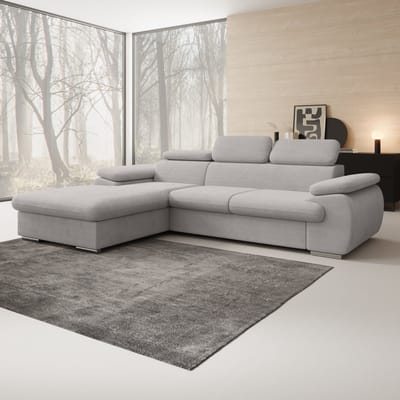 Meubella - Hoekbank Cordoba - Grijs - Ribstof - Links