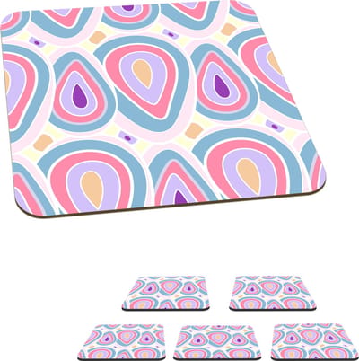 Onderzetters voor glazen - Patroon - Agaat - Retro - Paars - 10x10 cm - Glasonderzetters - 6 stuks