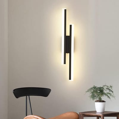 EXCITAT LED Wandlamp Binnen Moderne Stijl - 16W - 1800LM - Zwart - Creatieve Lange Parallelle Wandlamp - Geschikt voor Woonkamer, Gang, Trap - Warm Wit Licht - 3000K - 48cm