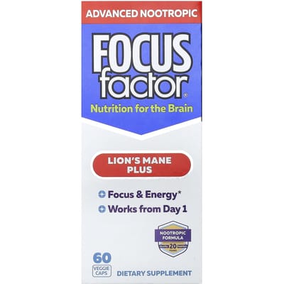 Focus Factor, Herten Gewei Paddenstoel Plus, 60 Vegetarische Capsules