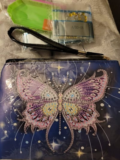 Diamond painting - tasje- toilettas -vlinder- portemonee- etui - handtas