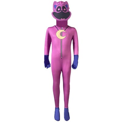 Halloween Kinderen Slaap Rolspel Slaapje Lachende Beestjes Kat Cosplay Kostuum Slaapje Jumpsuits met Masker Kinderen Horror Kostuums 180cm pink