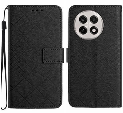 Coverup Hoesje - Geschikt voor OnePlus 13R Hoesje - Coverup Rhombus Book Case - Zwart